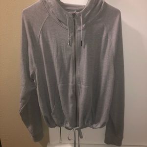 Grey Reebok Hoodie w unique drawstring bottom